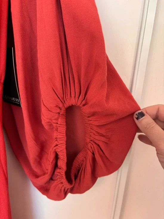 Eloquii Crimson Red Button Maxi Dress Size 20 Peasant Southwestern Rodeo NWT - Picture 5 of 10